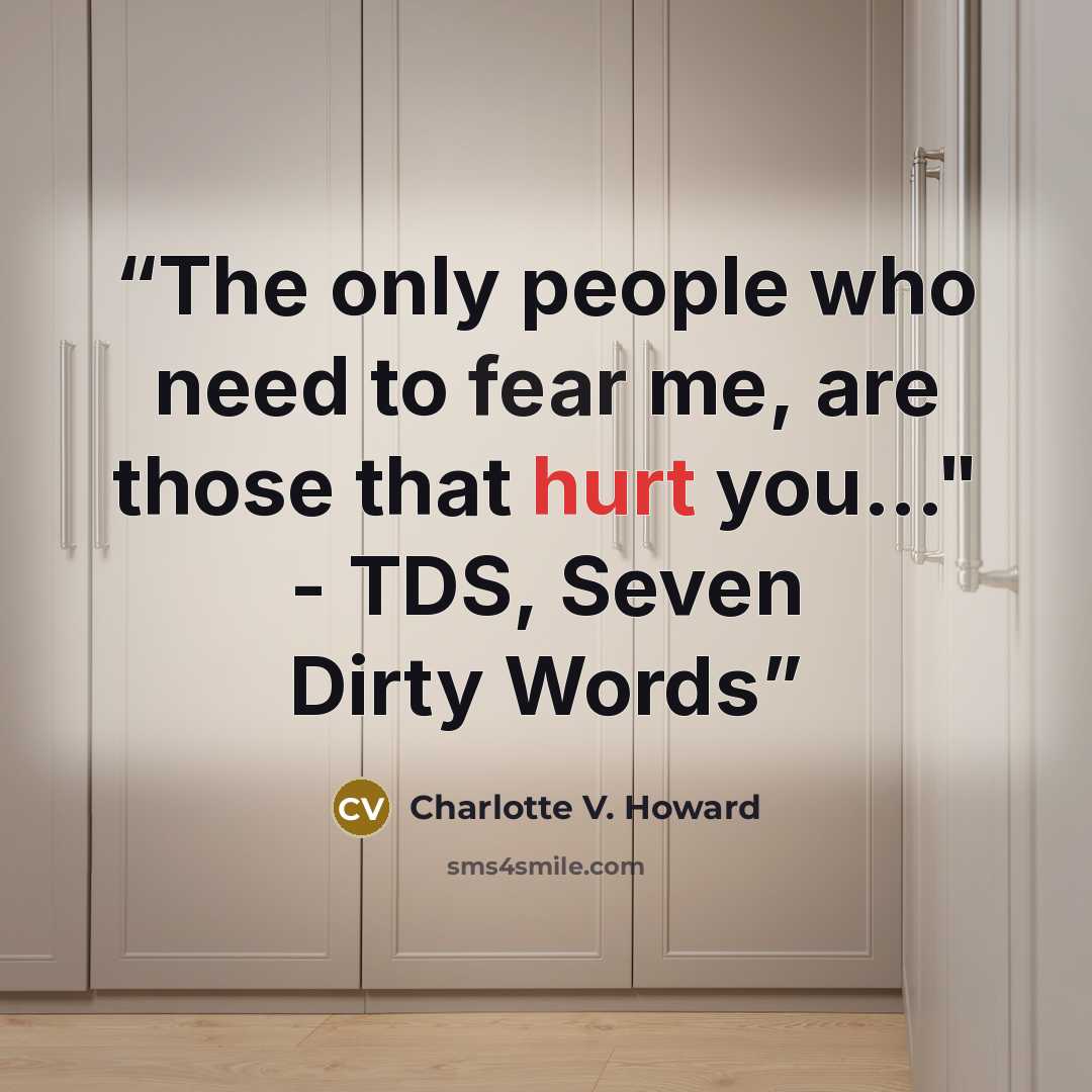 “The only people who need to fear me, are those that hurt you..." - TDS, Seven Dirty Words” quote by Charlotte V. Howard