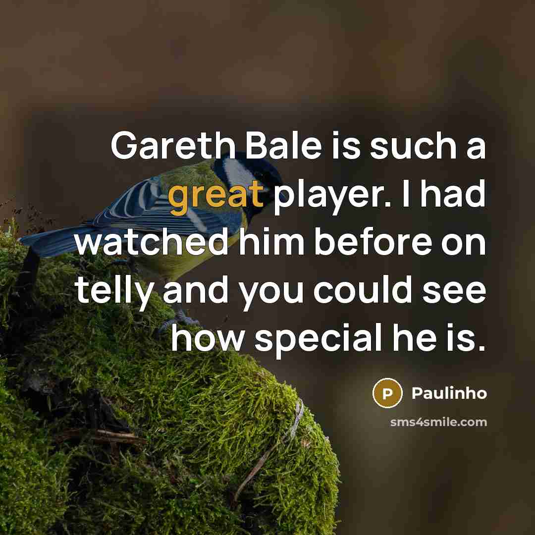 “Gareth Bale is such a great player. I had watched him before on telly and you could see how special he is.” quote by Paulinho