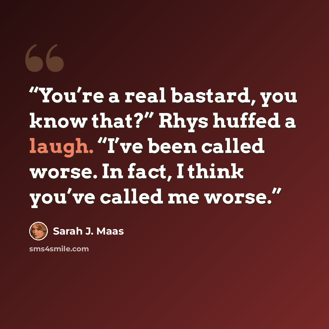 “You’re a real bastard, you know that?” Rhys huffed a laugh. “I’ve been called worse. In fact, I think you’ve called me worse.” quote by Sarah J. Maas