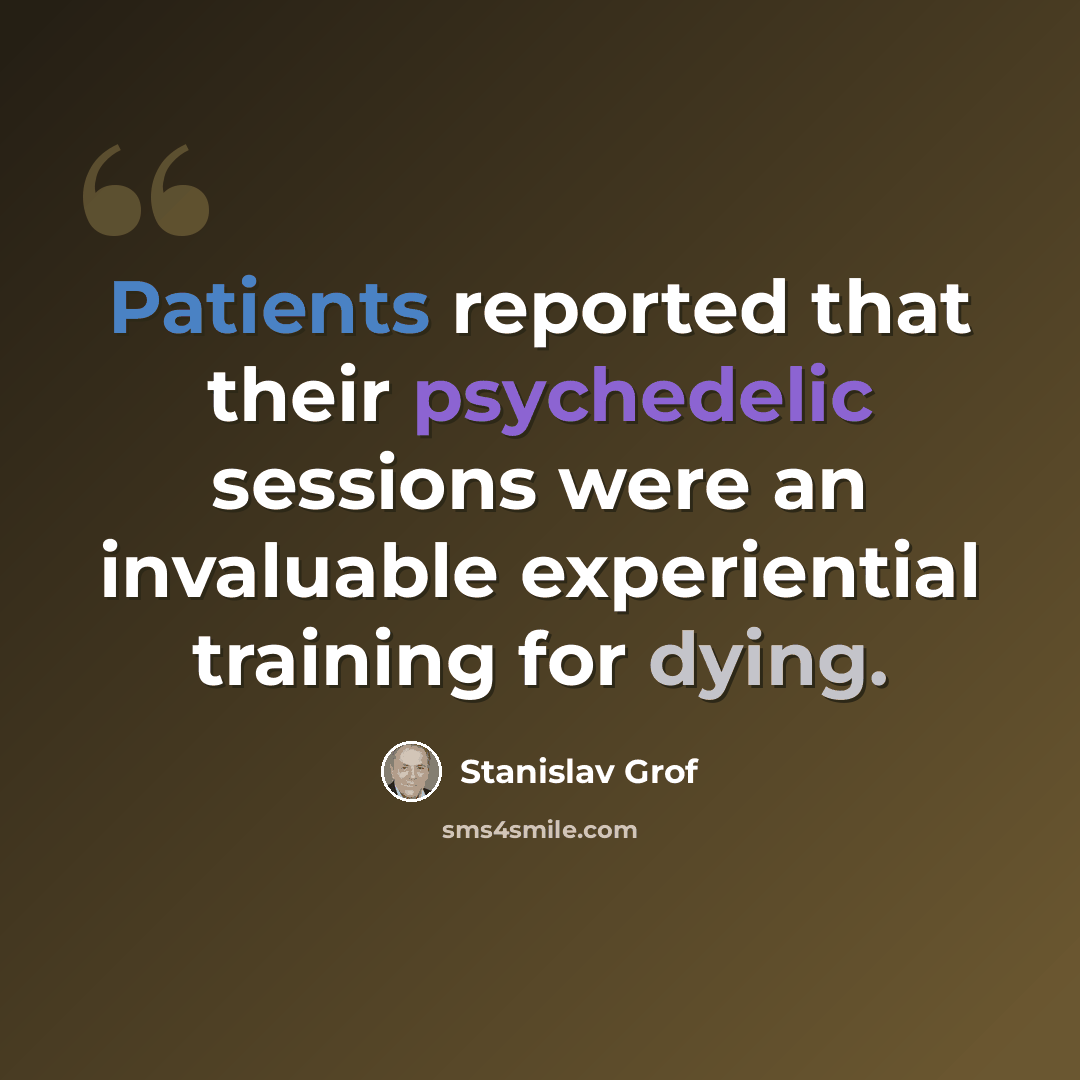 “Patients reported that their psychedelic sessions were an invaluable experiential training for dying.” quote by Stanislav Grof