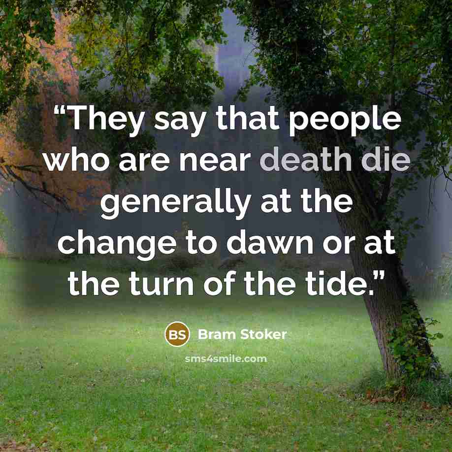 “They say that people who are near death die generally at the change to dawn or at the turn of the tide.” quote by Bram Stoker