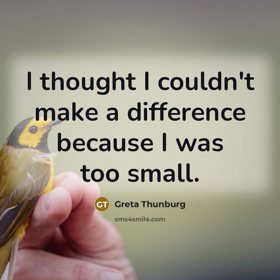 “I thought I couldn't make a difference because I was too small.” quote by Greta Thunburg
