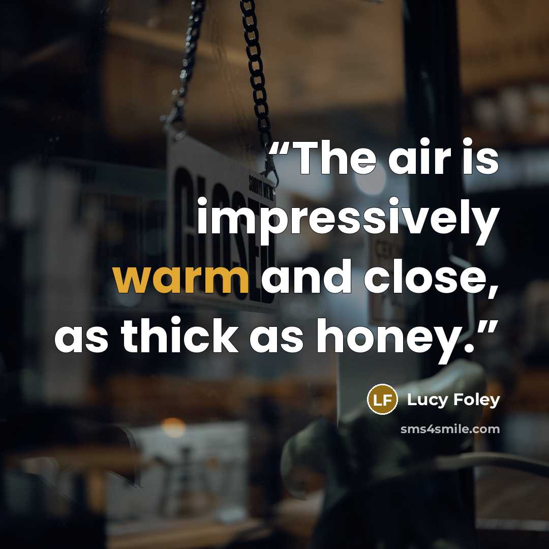 “The air is impressively warm and close, as thick as honey.” quote by Lucy Foley