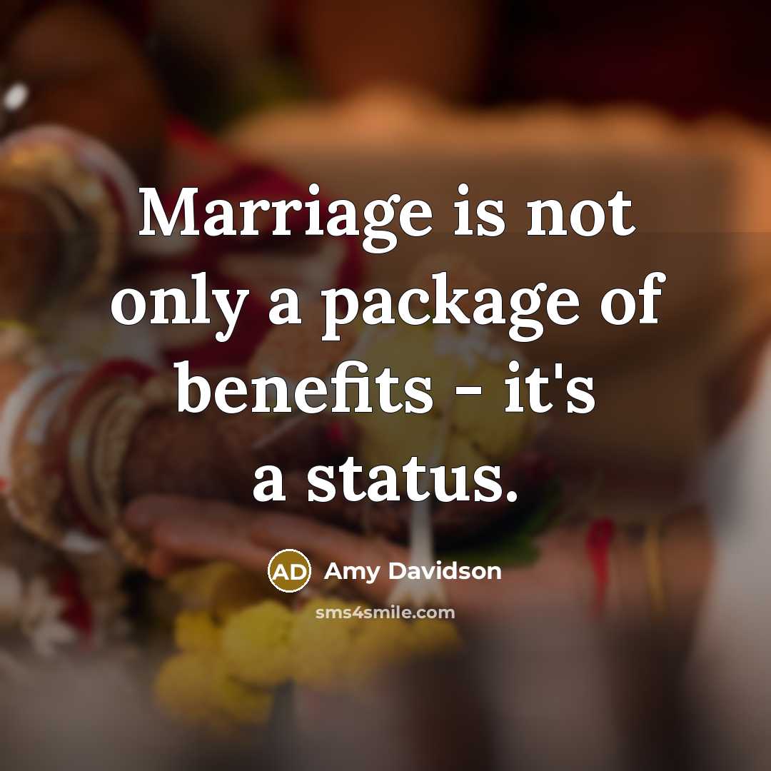 “Marriage is not only a package of benefits - it's a status.” quote by Amy Davidson