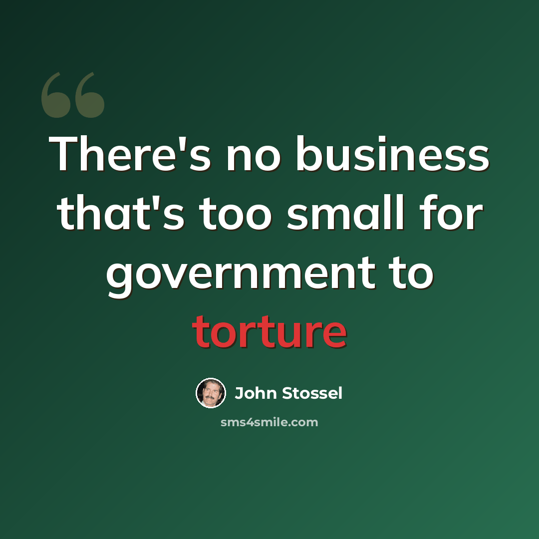 “There's no business that's too small for government to torture” quote by John Stossel