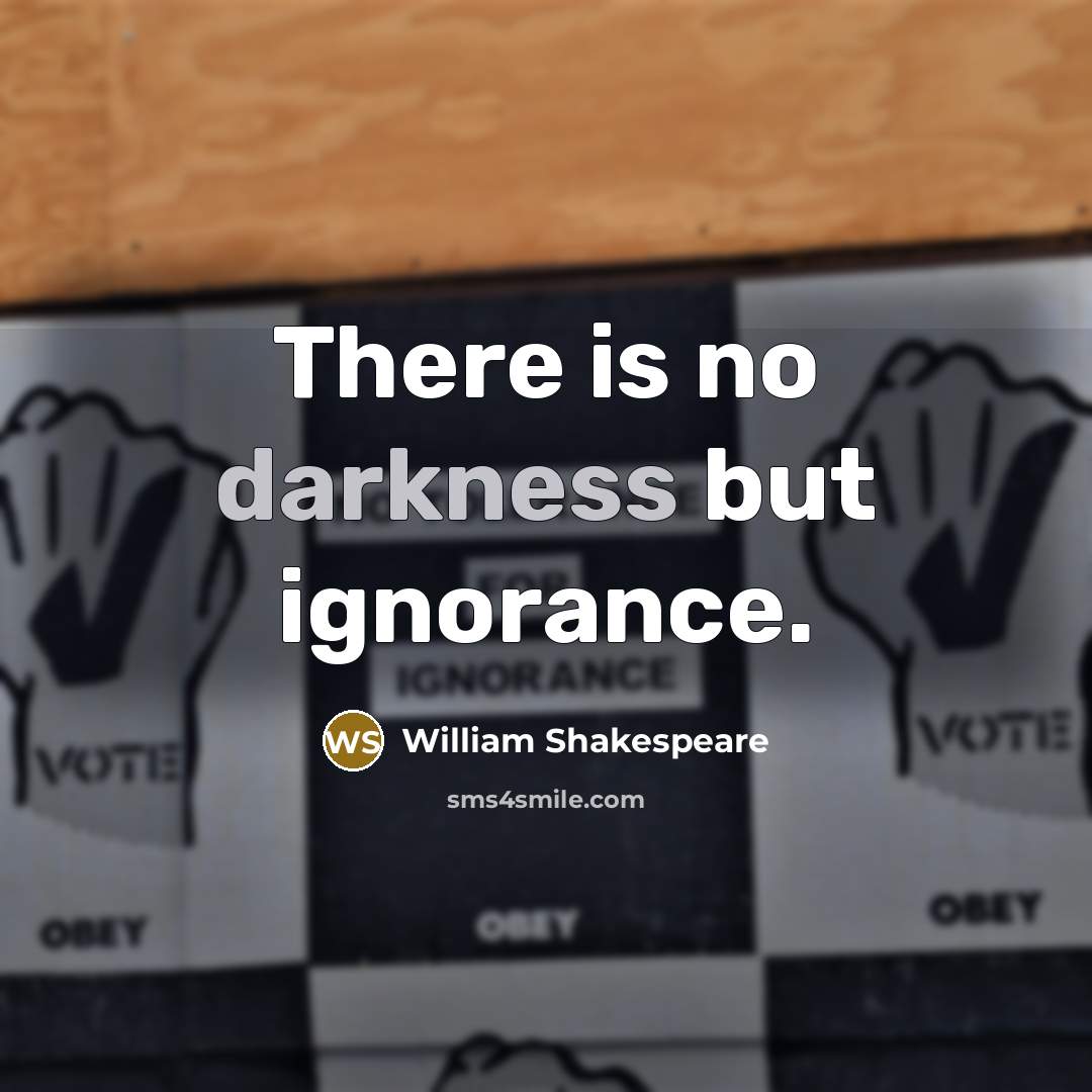 “There is no darkness but ignorance.” quote by William Shakespeare