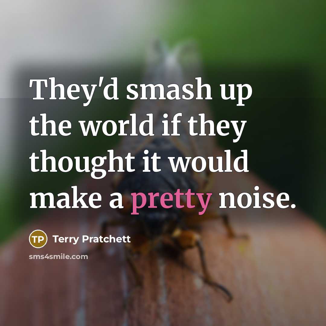 “They'd smash up the world if they thought it would make a pretty noise.” quote by Terry Pratchett