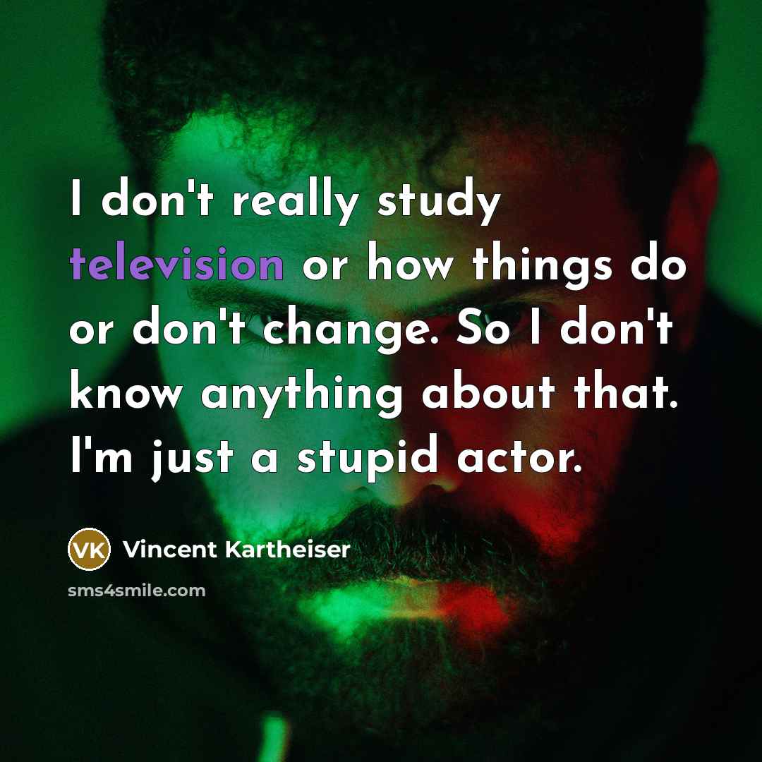 “I don't really study television or how things do or don't change. So I don't know anything about that. I'm just a stupid actor.” quote by Vincent Kartheiser