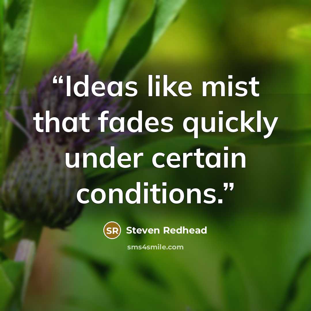 “Ideas like mist that fades quickly under certain conditions.” quote by Steven Redhead