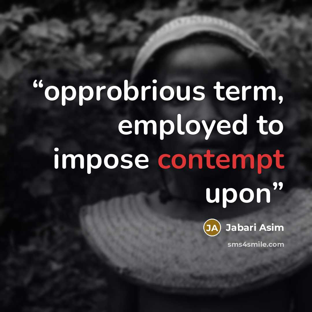 “opprobrious term, employed to impose contempt upon” quote by Jabari Asim