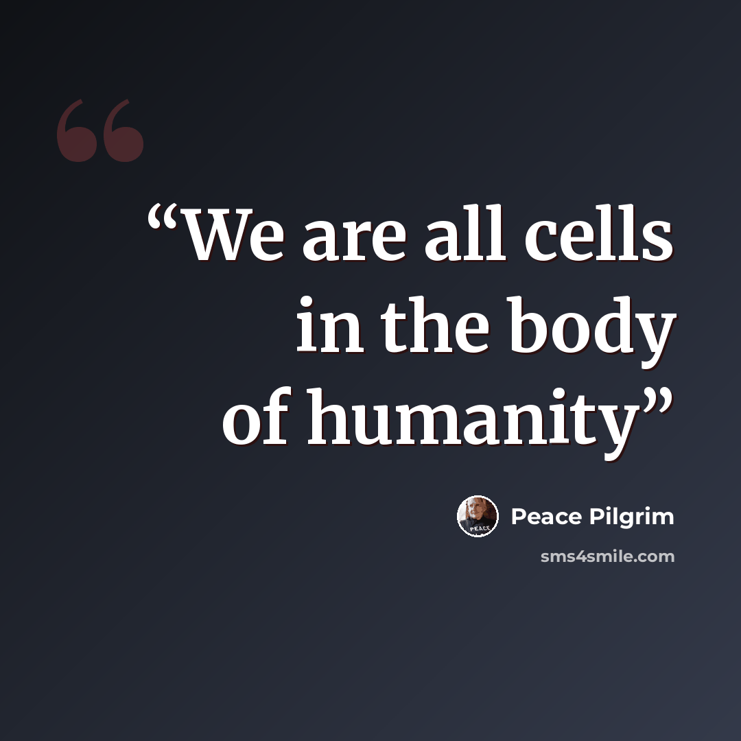 “We are all cells in the body of humanity” quote by peace pilgrim
