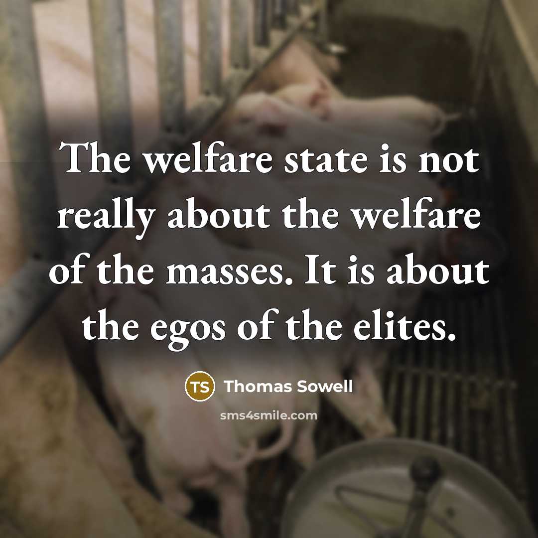 “The welfare state is not really about the welfare of the masses. It is about the egos of the elites.” quote by Thomas Sowell