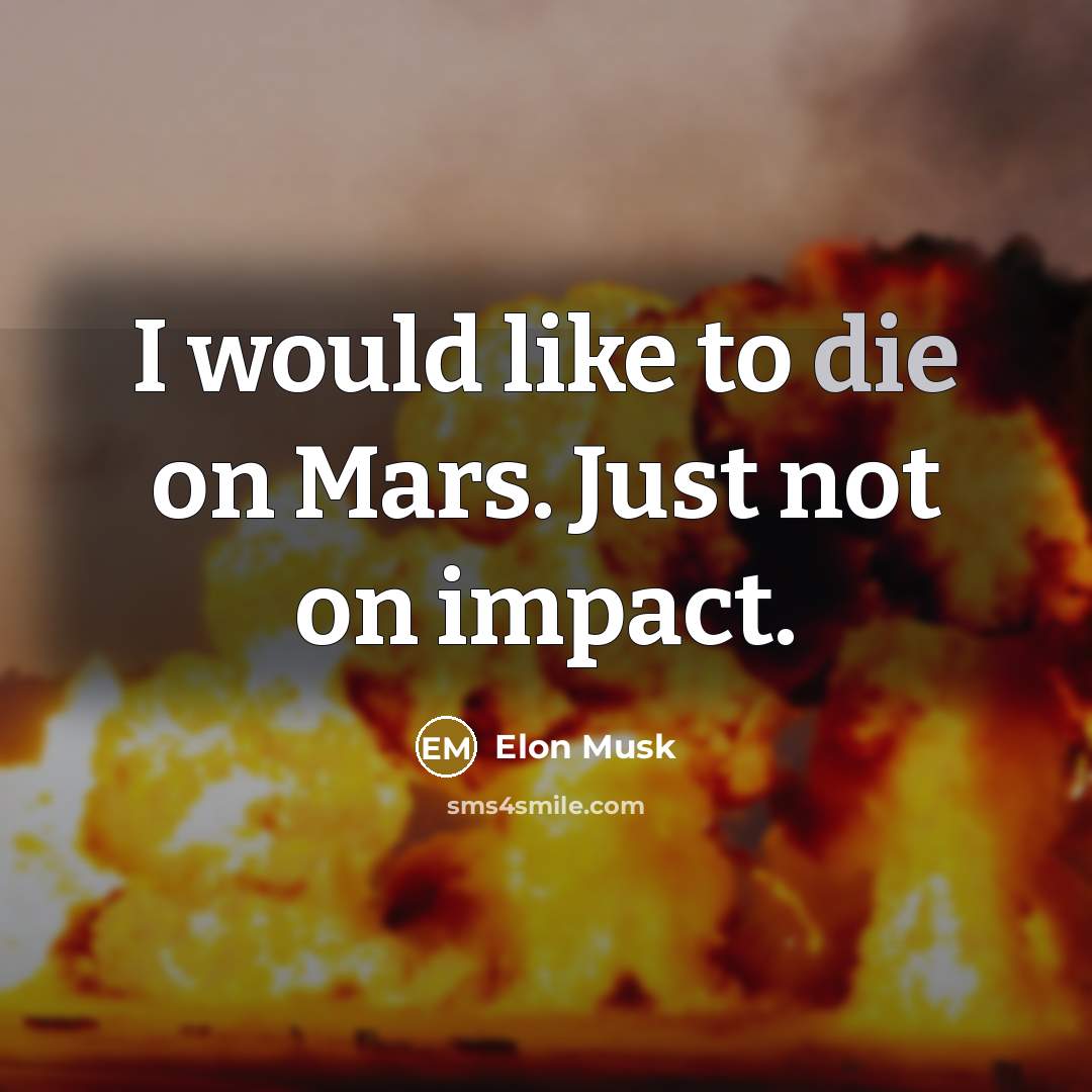 “I would like to die on Mars. Just not on impact.” quote by Elon Musk