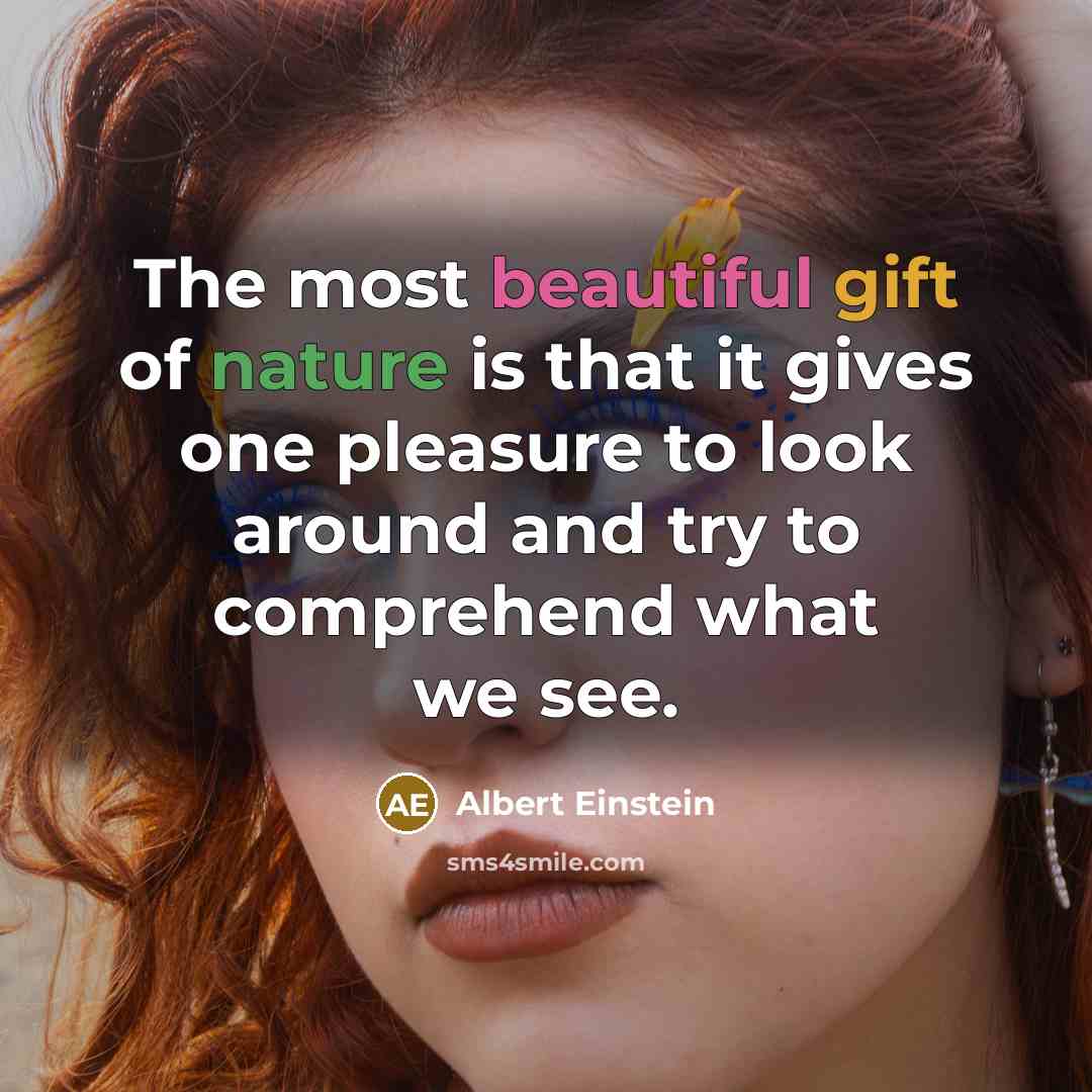 “The most beautiful gift of nature is that it gives one pleasure to look around and try to comprehend what we see.” quote by Albert Einstein