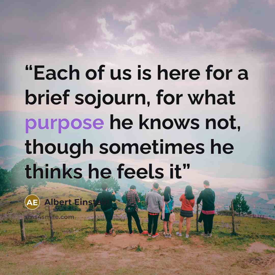 “Each of us is here for a brief sojourn, for what purpose he knows not, though sometimes he thinks he feels it” quote by Albert Einstein