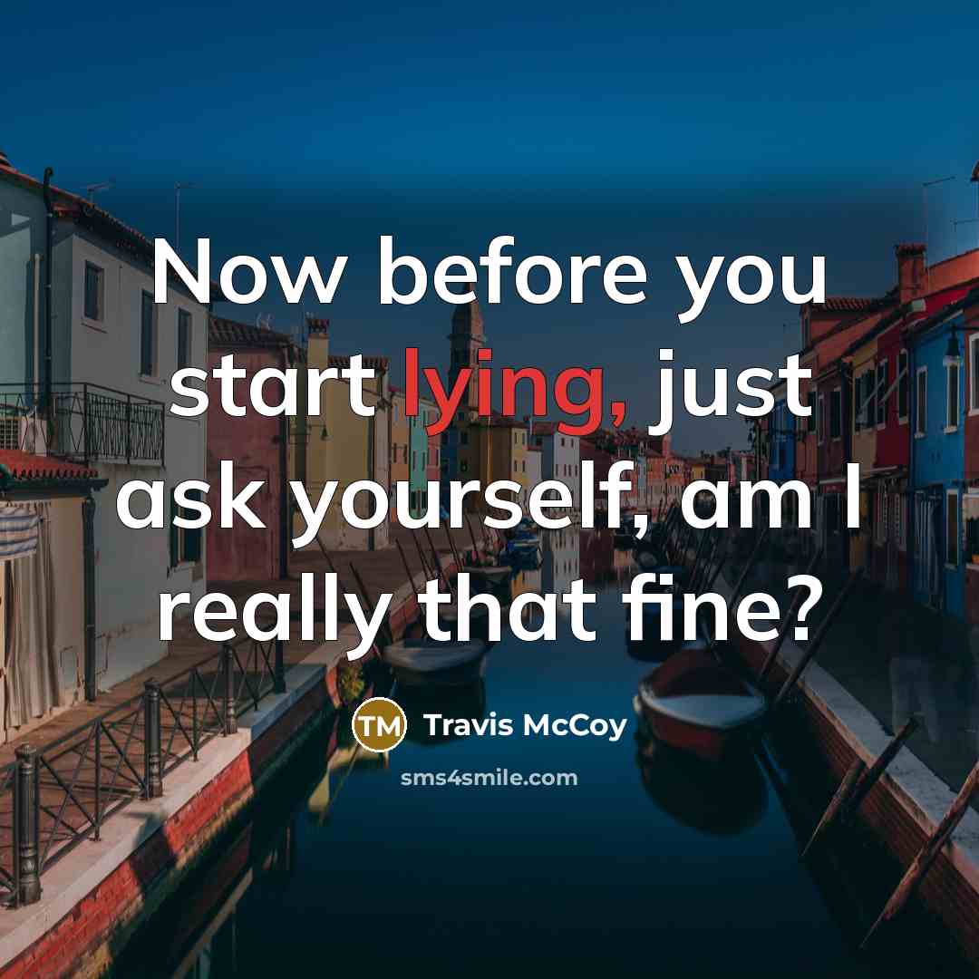 “Now before you start lying, just ask yourself, am I really that fine?” quote by Travis McCoy