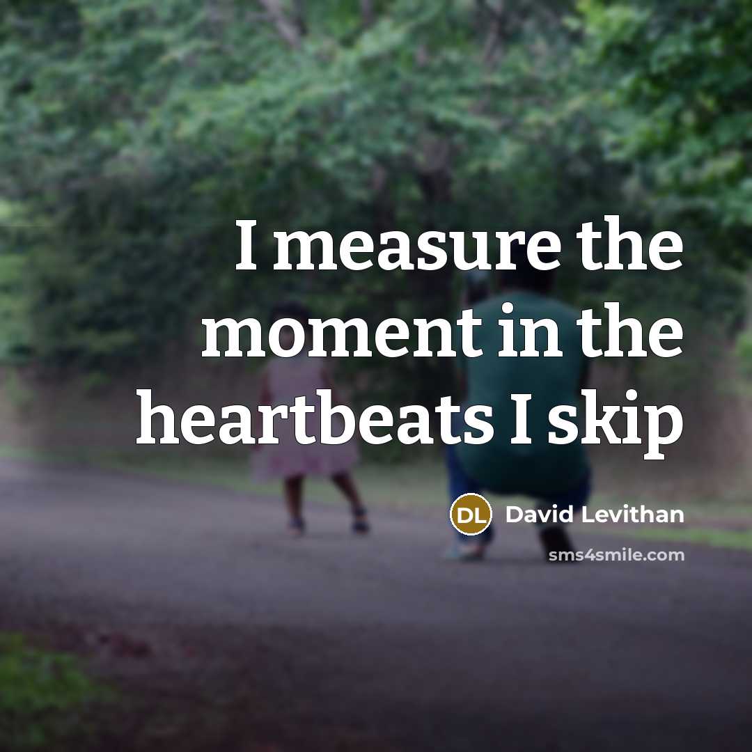 “I measure the moment in the heartbeats I skip” quote by David Levithan