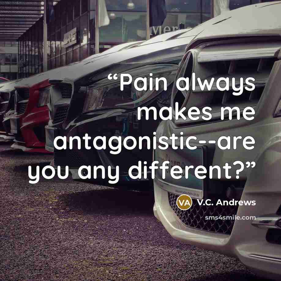 “Pain always makes me antagonistic--are you any different?” quote by V.C. Andrews