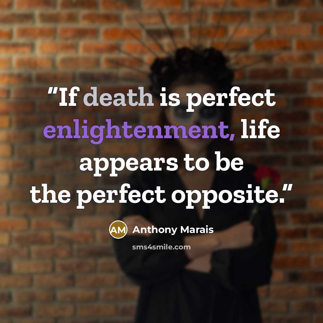 “If death is perfect enlightenment, life appears to be the perfect opposite.” quote by Anthony Marais