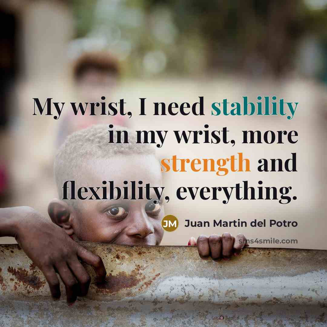 “My wrist, I need stability in my wrist, more strength and flexibility, everything.” quote by Juan Martin del Potro