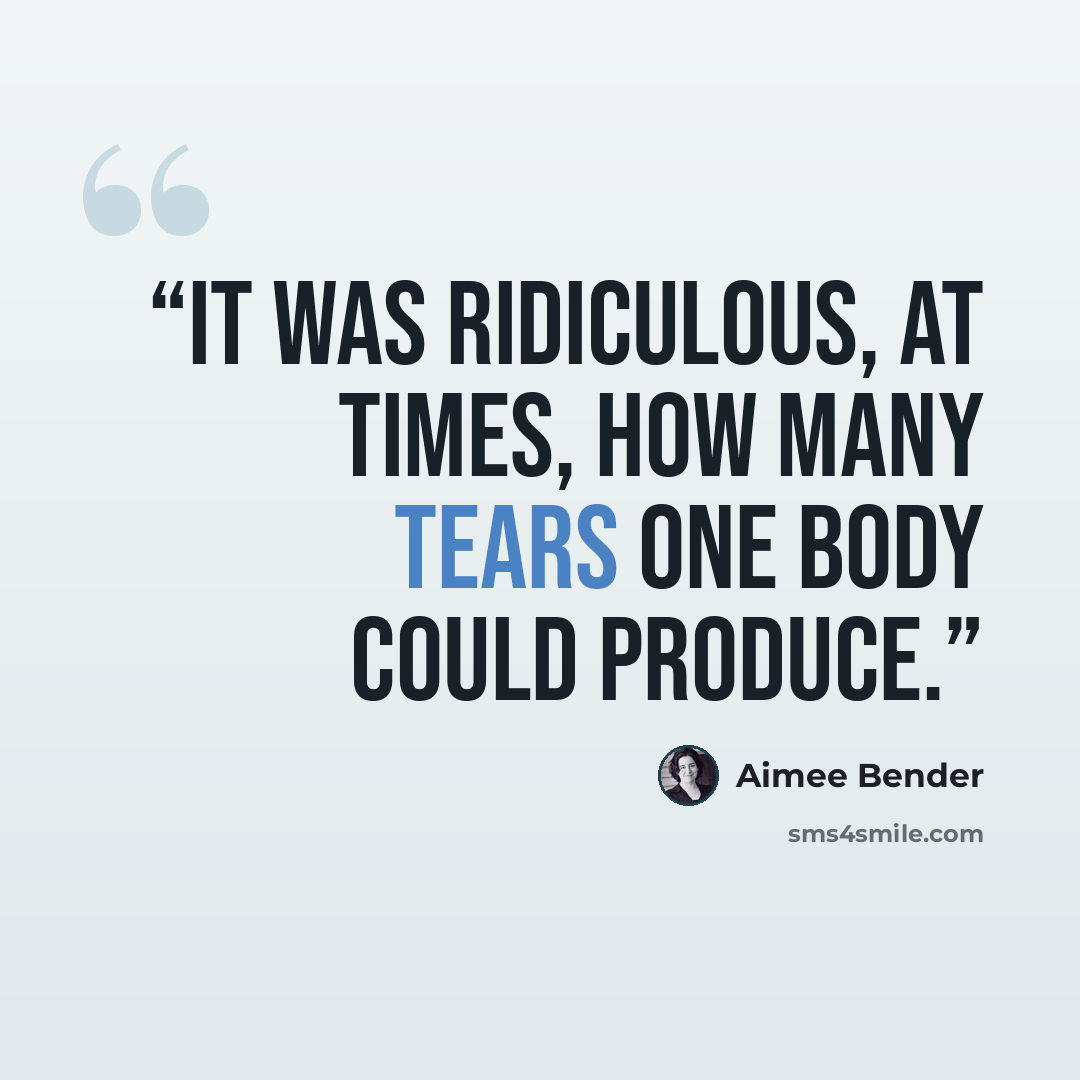 “It was ridiculous, at times, how many tears one body could produce.” quote by Aimee Bender