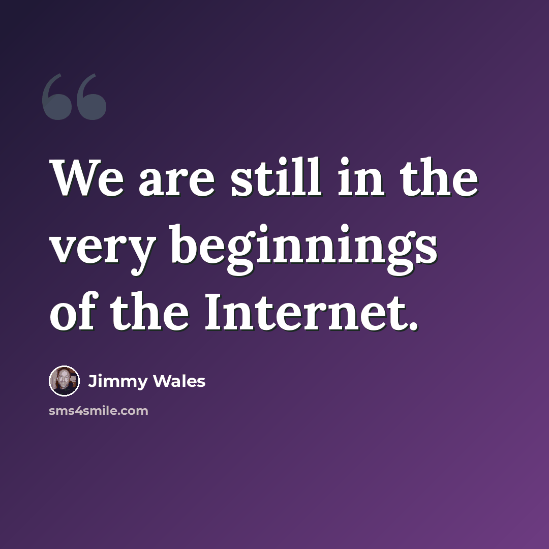 “We are still in the very beginnings of the Internet.” quote by Jimmy Wales