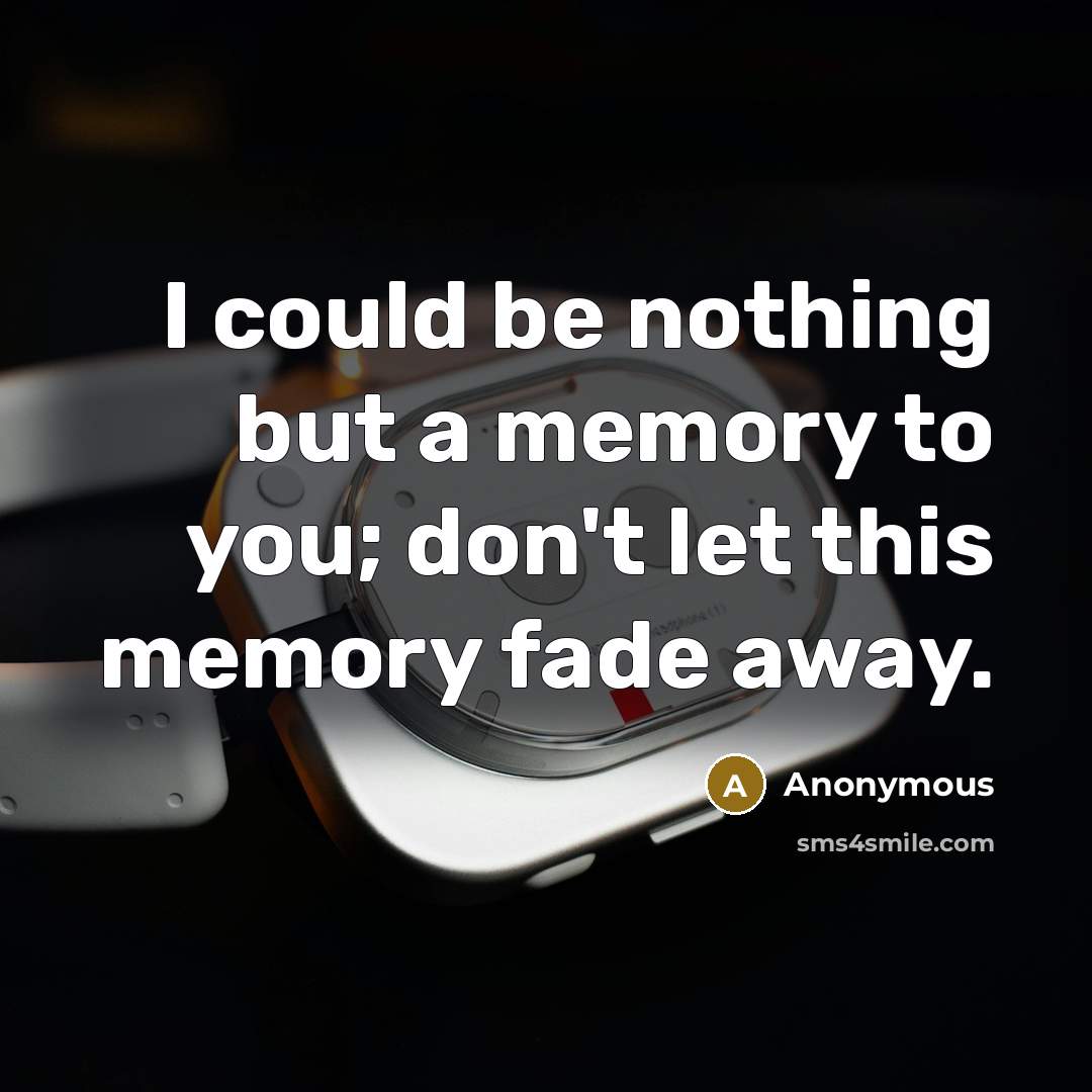 “I could be nothing but a memory to you; don't let this memory fade away.” quote by Anonymous