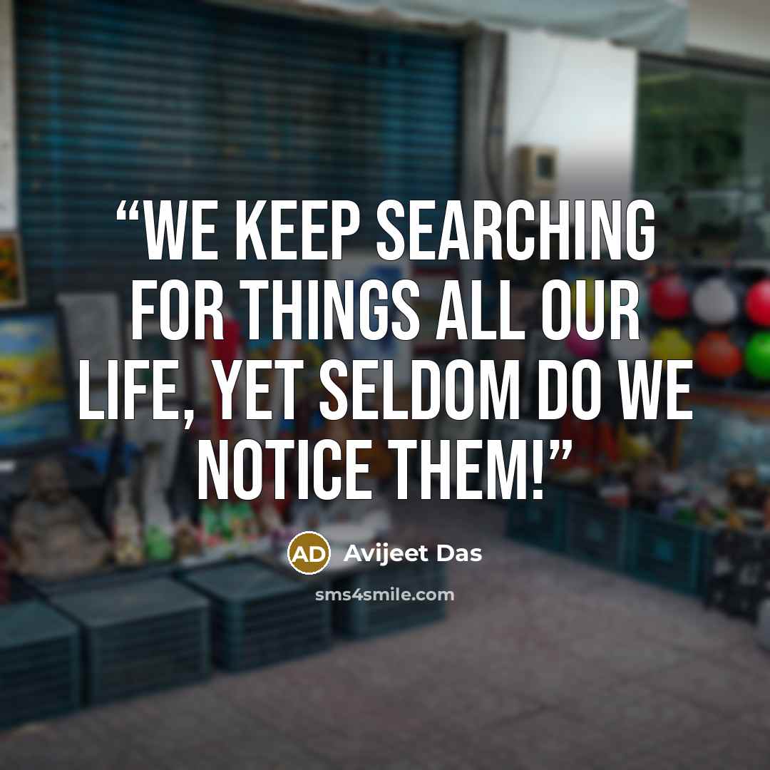 “We keep searching for things all our life, yet seldom do we notice them!” quote by Avijeet Das
