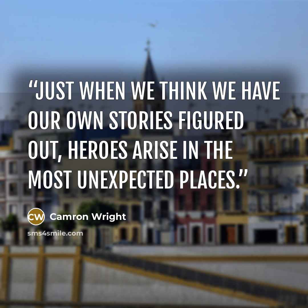 “Just when we think we have our own stories figured out, heroes arise in the most unexpected places.” quote by Camron Wright