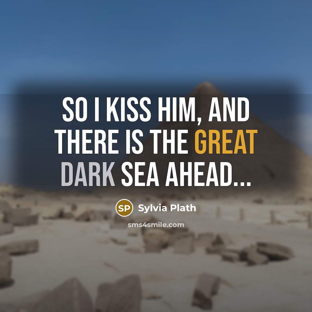 “So I kiss him, and there is the great dark sea ahead...” quote by Sylvia Plath