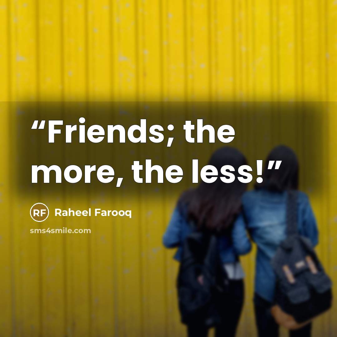 “Friends; the more, the less!” quote by Raheel Farooq