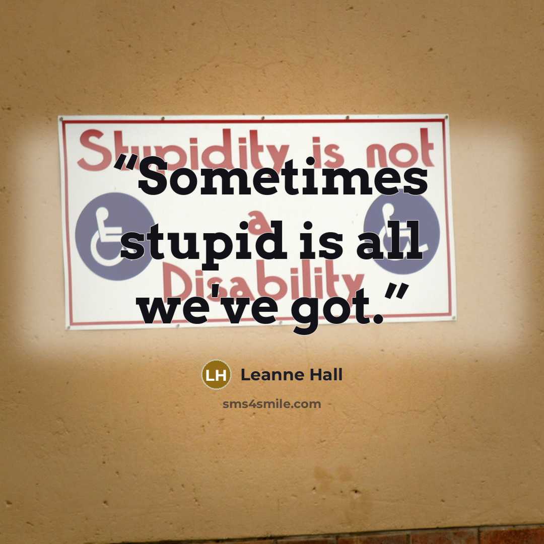 “Sometimes stupid is all we've got.” quote by Leanne Hall