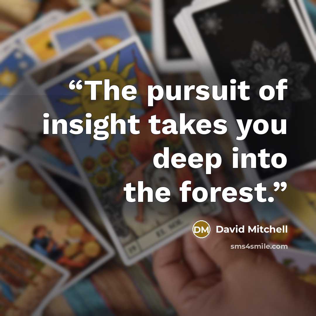 “The pursuit of insight takes you deep into the forest.” quote by David Mitchell
