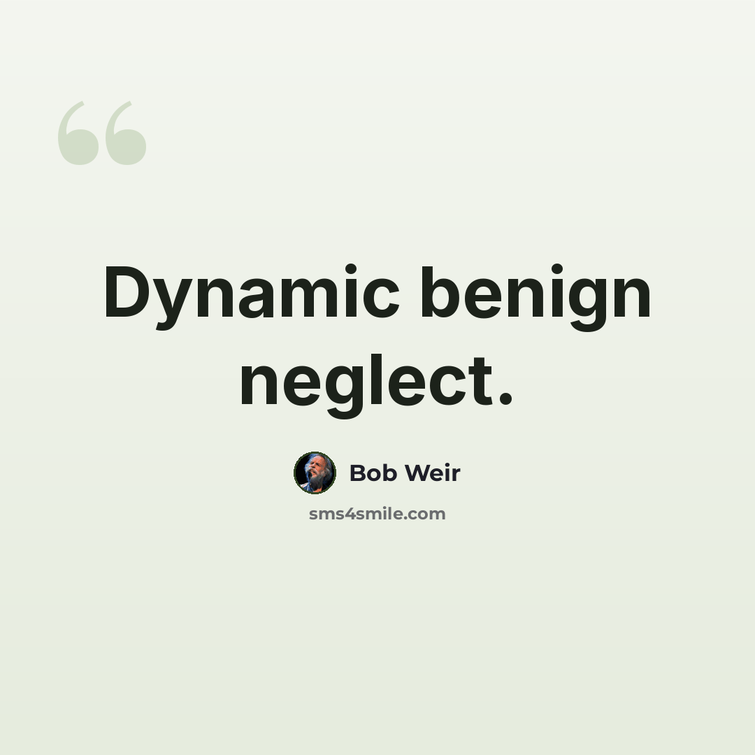 “Dynamic benign neglect.” quote by Bob Weir