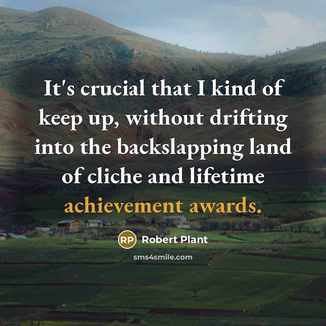 “It's crucial that I kind of keep up, without drifting into the backslapping land of cliche and lifetime achievement awards.” quote by Robert Plant