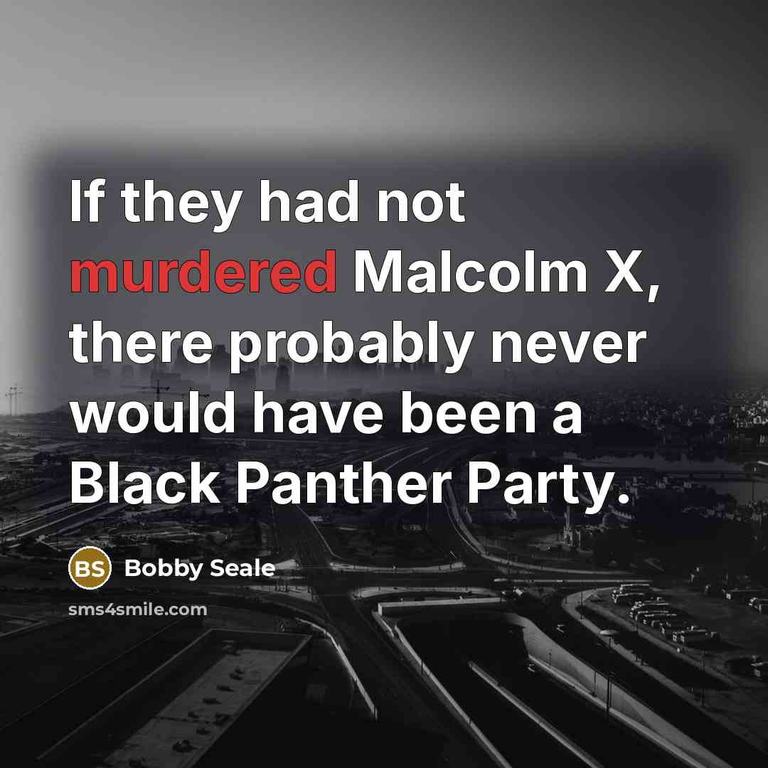 “If they had not murdered Malcolm X, there probably never would have been a Black Panther Party.” quote by Bobby Seale
