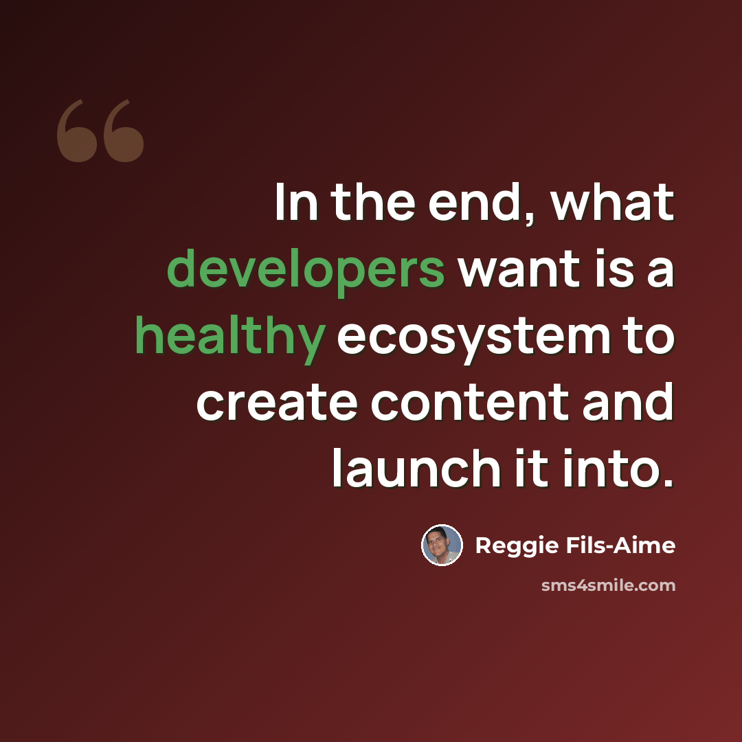 “In the end, what developers want is a healthy ecosystem to create content and launch it into.” quote by Reggie Fils-Aime