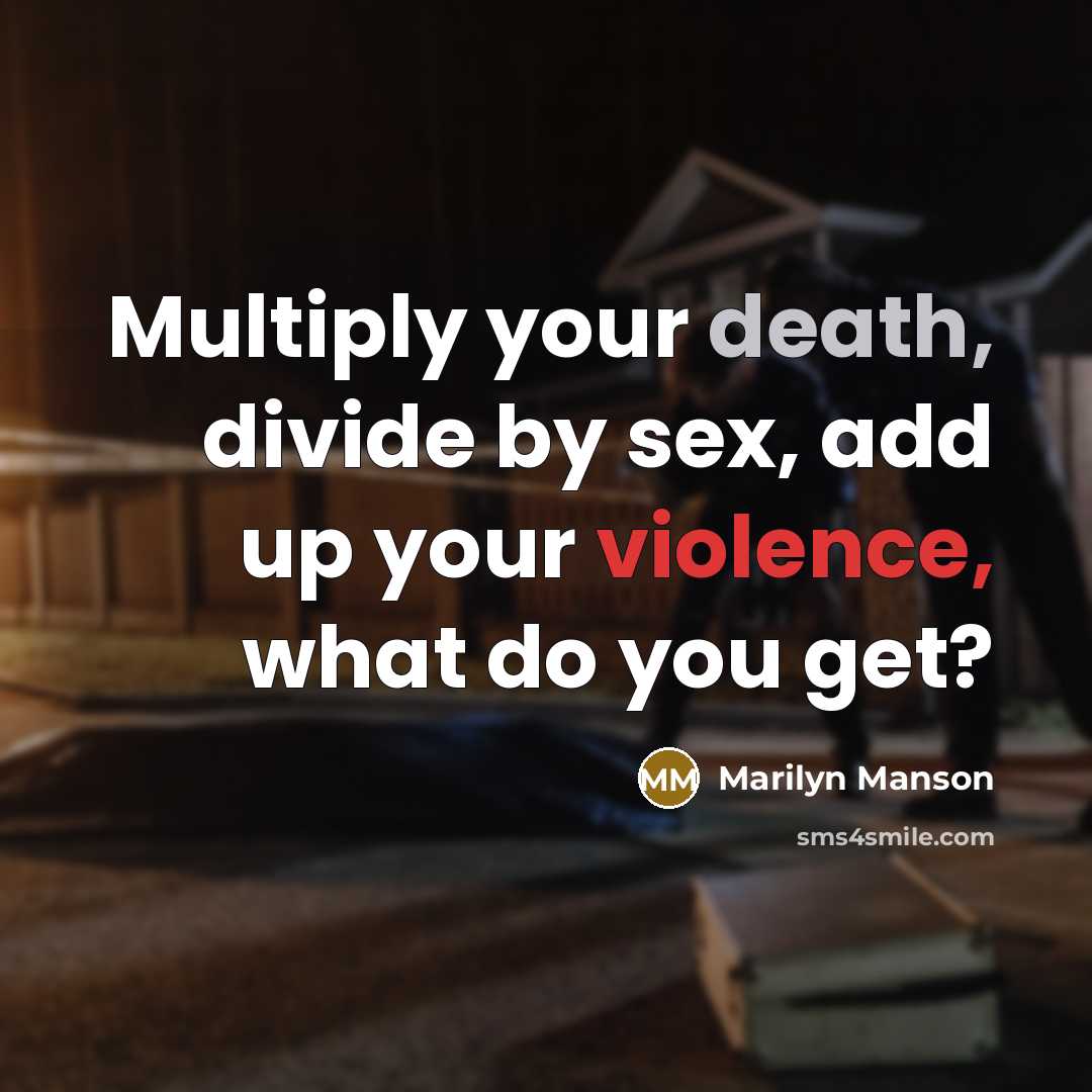 “Multiply your death, divide by sex, add up your violence, what do you get?” quote by Marilyn Manson