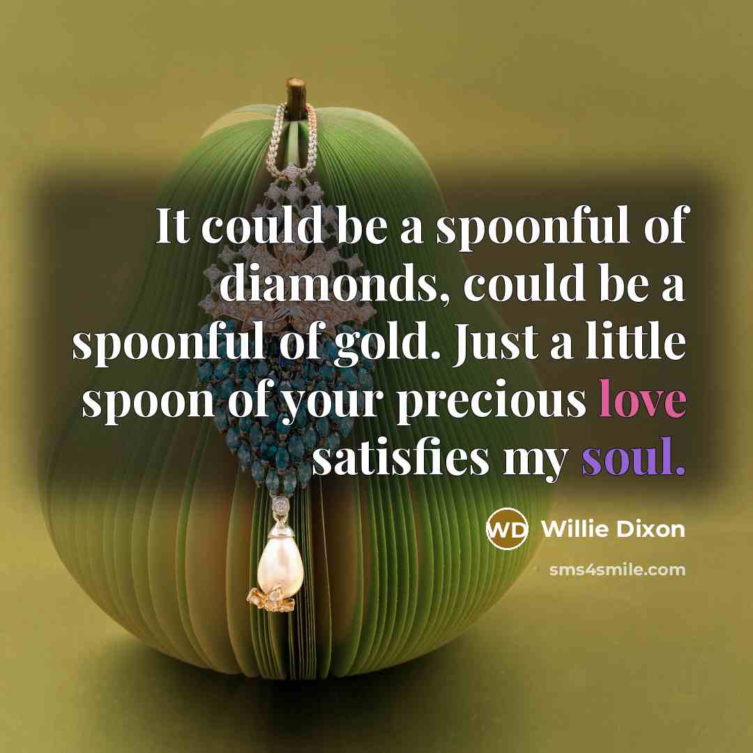 “It could be a spoonful of diamonds, could be a spoonful of gold. Just a little spoon of your precious love satisfies my soul.” quote by Willie Dixon