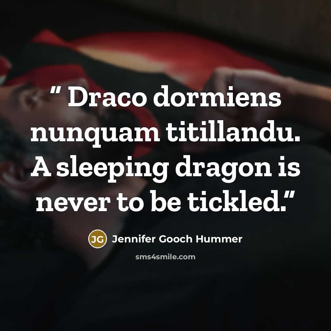 “Draco dormiens nunquam titillandu. A sleeping dragon is never to be tickled.” quote by Jennifer Gooch Hummer