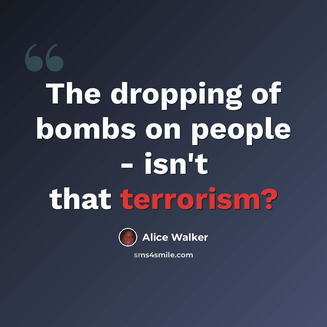 “The dropping of bombs on people - isn't that terrorism?” quote by Alice Walker