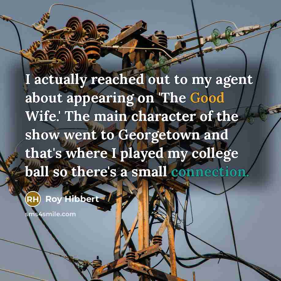 “I actually reached out to my agent about appearing on 'The Good Wife.' The main character of the show went to Georgetown and that's where I played my college ball so there's a small connection.” quote by Roy Hibbert