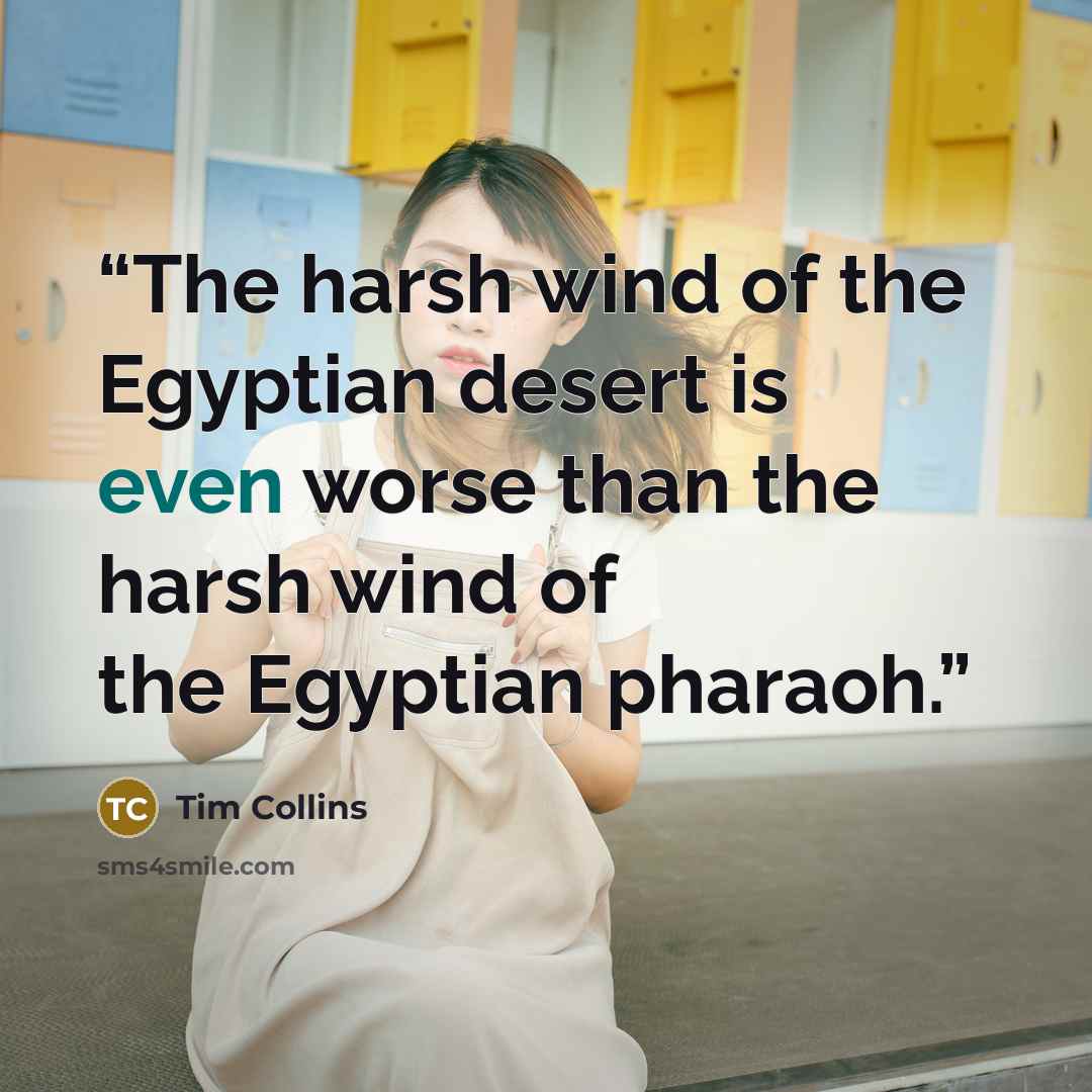 “The harsh wind of the Egyptian desert is even worse than the harsh wind of the Egyptian pharaoh.” quote by Tim Collins