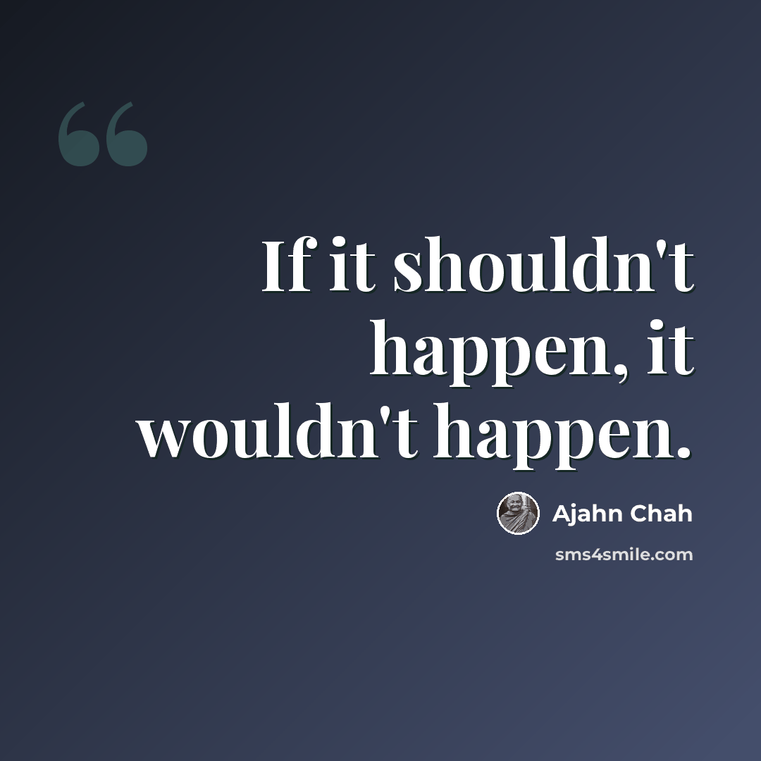 “If it shouldn't happen, it wouldn't happen.” quote by Ajahn Chah