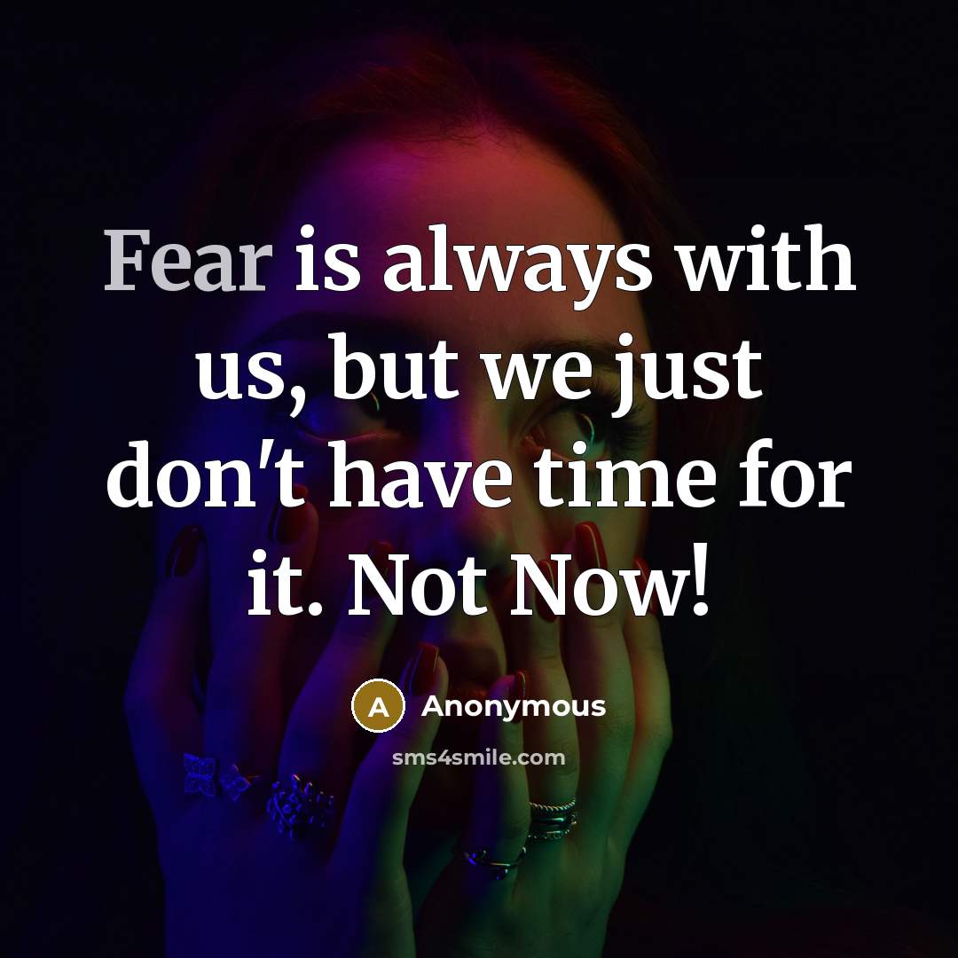 “Fear is always with us, but we just don't have time for it. Not Now!” quote by Anonymous