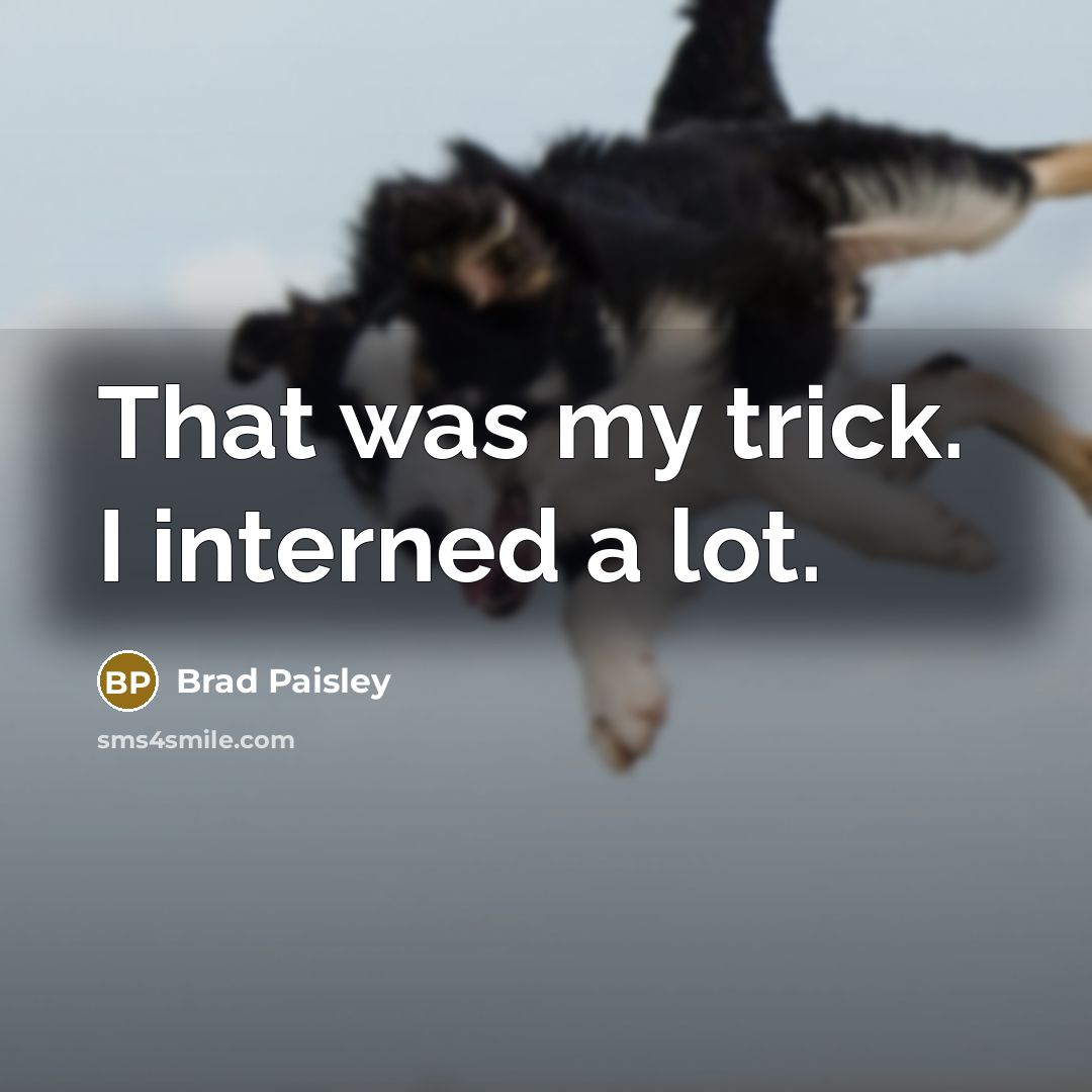 “That was my trick. I interned a lot.” quote by Brad Paisley