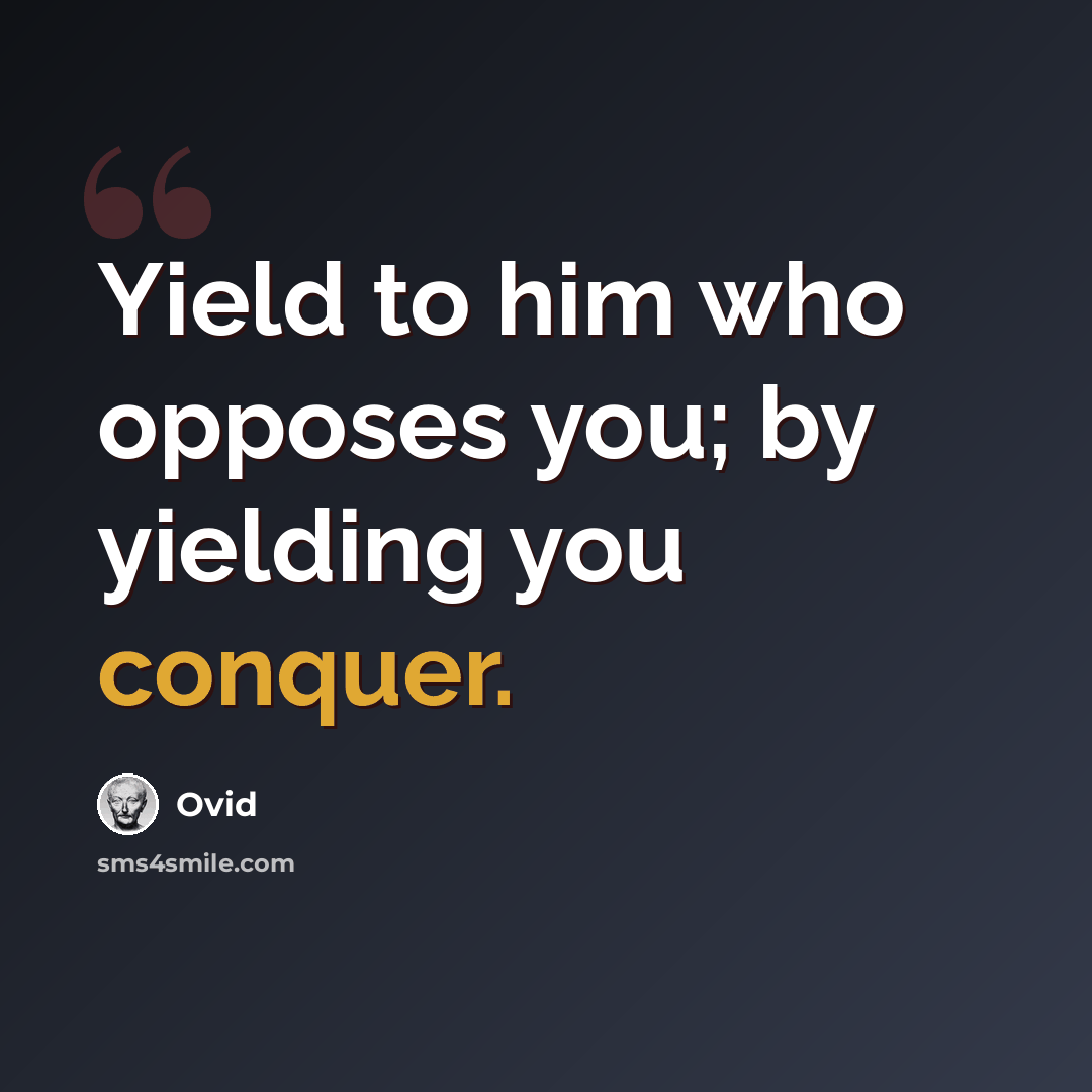 “Yield to him who opposes you; by yielding you conquer.” quote by Ovid