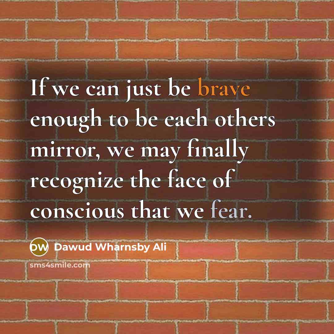 “If we can just be brave enough to be each others mirror, we may finally recognize the face of conscious that we fear.” quote by Dawud Wharnsby Ali