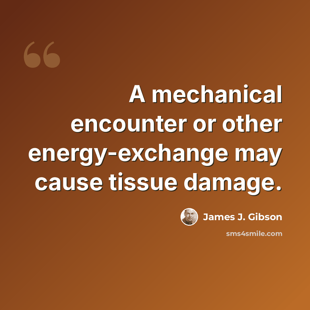 “A mechanical encounter or other energy-exchange may cause tissue damage.” quote by James J. Gibson