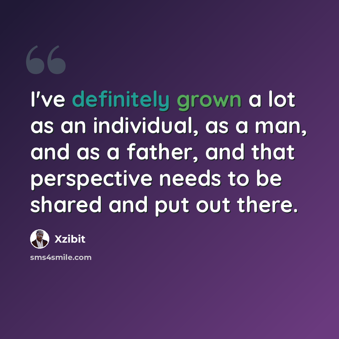 “I've definitely grown a lot as an individual, as a man, and as a father, and that perspective needs to be shared and put out there.” quote by Xzibit